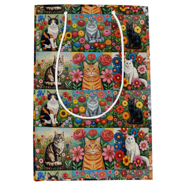 Cute Whimsical Cats and Folk Art Flowers (Framsidan)