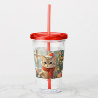Cute Whimsical Christmas cat Take Away Mugg