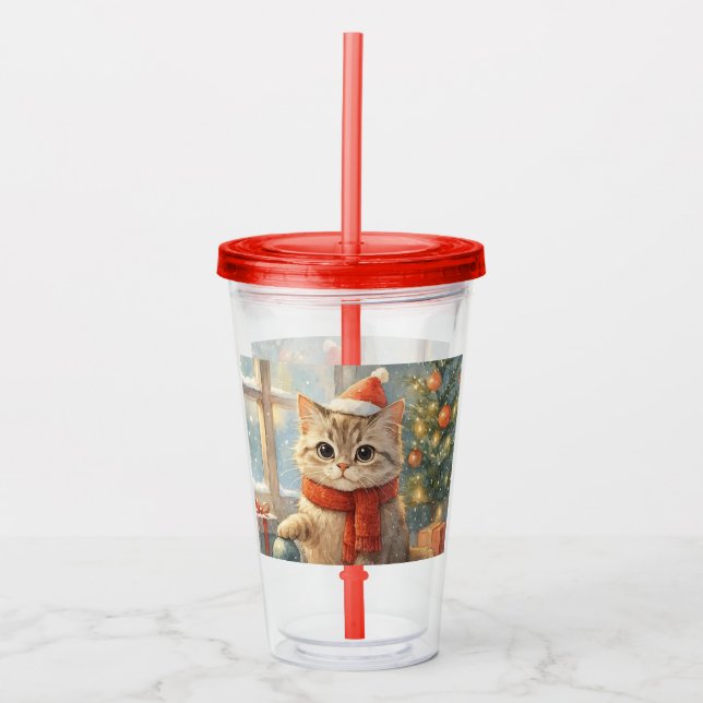 Cute Whimsical Christmas cat Take Away Mugg (Framsida)