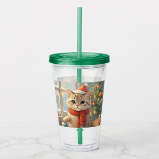 Cute Whimsical Christmas cat Take Away Mugg