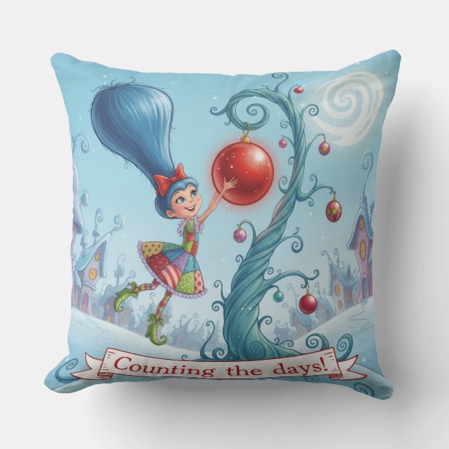 Cute Whimsical Christmas Counting the days - Kudde (Framsida)