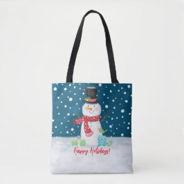 Cute Whimsical Christmas Snowman Tygkasse