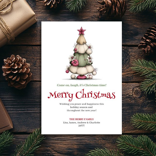 Cute Whimsical Christmas Tree Festive Greeting Julkort (Cute Whimsical Christmas Tree Festive Greeting)