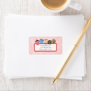Cute Whimsical Cupcoa, Cookie & Cakes Bakery Adressetikett