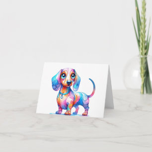 Cute Whimsical Dachshund Card Kort