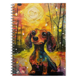 Cute Whimsical Dachshund Puppy in Forest Anteckningsbok
