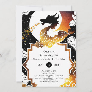 Cute Whimsical Dragon Birthday Inbjudningar