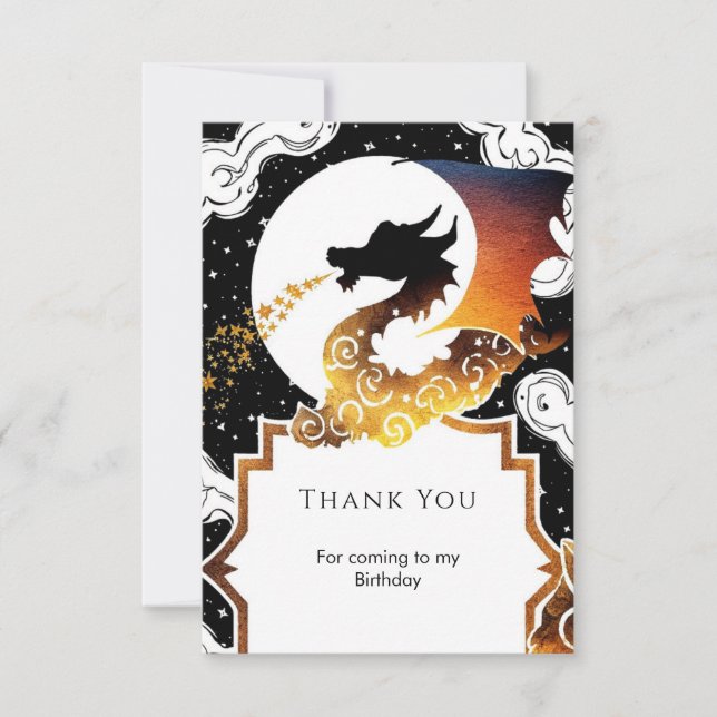 Cute Whimsical Dragon Birthday Tack Kort (Framsida)