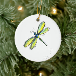 Cute Whimsical Dragonfly Julgransprydnad Keramik