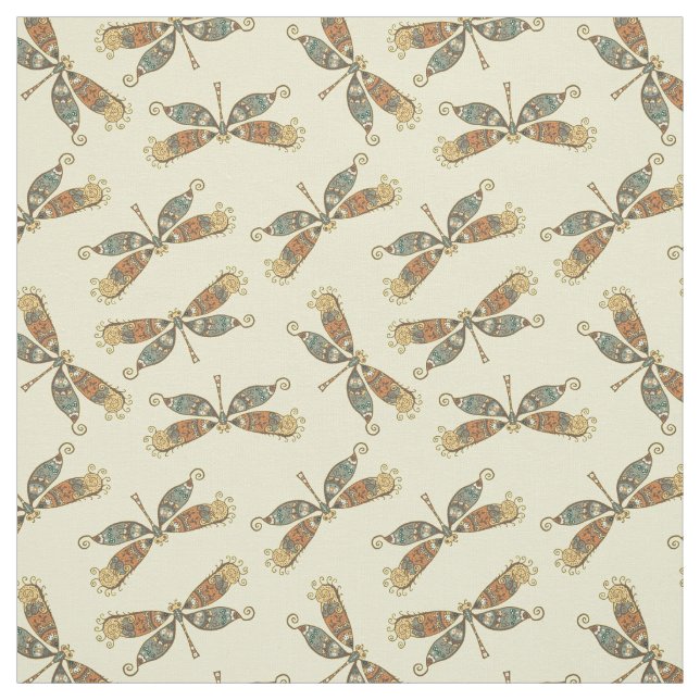 Cute Whimsical Dragonfly Prated Fabric Tyg (Provkarta)