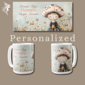 Cute Whimsical Dreamy Mushroom Fairy Personlig Kaffemugg
