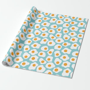 Cute Whimsical Egg Yolk Mönster i Teal Blue Presentpapper