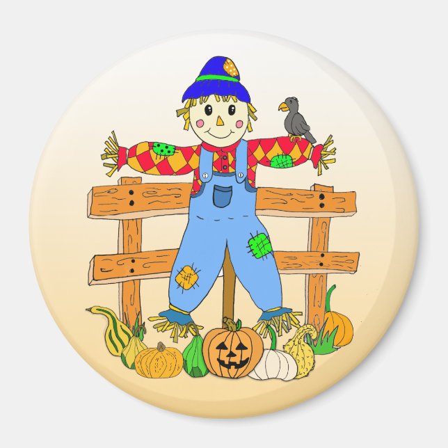 Cute Whimsical Fågelskrämma Halloween eller Autumn Magnet (Framsidan)