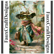Cute Whimsical Fantasy Frog Decoupage Lämnat 126
