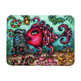 Cute Whimsical Fish Sjöliv Original Art Magnet