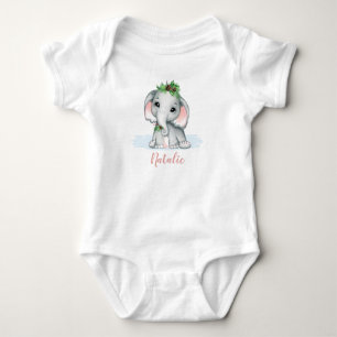 Cute Whimsical Flicka Elephant Winter Namn T Shirt