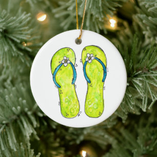 Cute Whimsical Flinflip flops Julgransprydnad Keramik