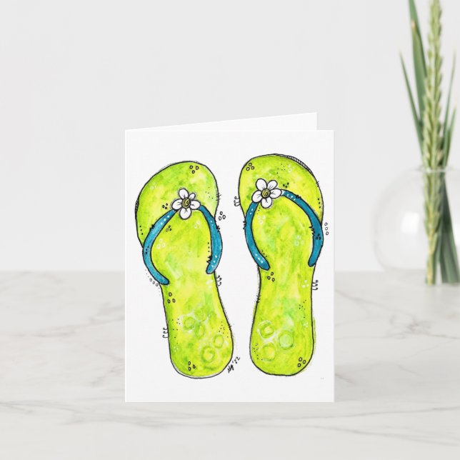 Cute Whimsical Flinflip flops Kort (Framsida)