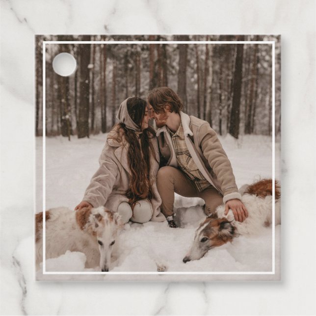 Cute Whimsical Fransk Bulldog Bröllop Photo Gåvor Etiketter (Framsida)