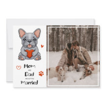 Cute Whimsical Fransk Bulldog Bröllop Photo