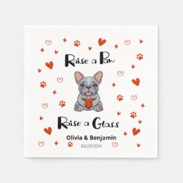 Cute Whimsical Fransk Bulldog Spara datumfoto Pappersservett