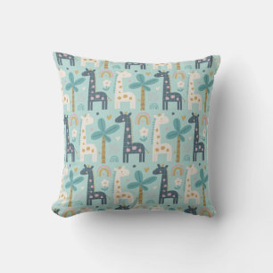 Cute Whimsical Giraffe Mönster i Pastel Blue Kudde
