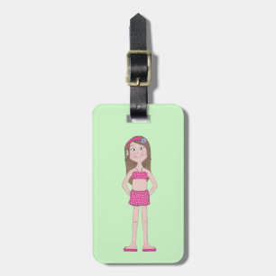 Cute Whimsical Girly Tecknad Teckning Bagagebricka
