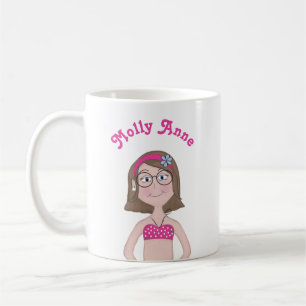 Cute Whimsical Girly Tecknad Teckning Kaffemugg