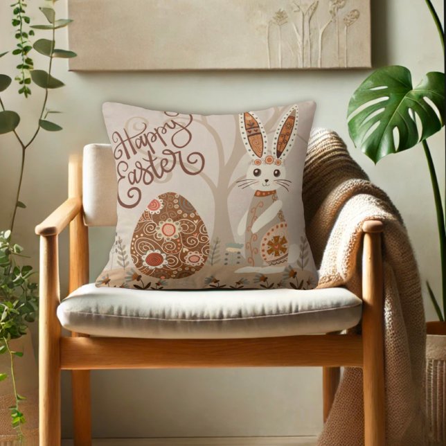 Cute Whimsical Glad påsk Bunny Inspirife Kudde (Skapare uppladdad)