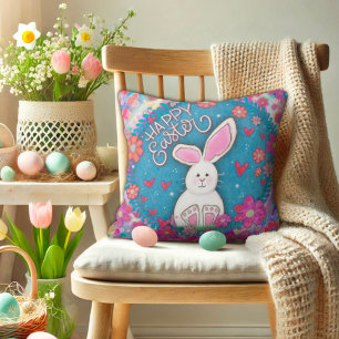 Cute Whimsical Glad påsk Bunny Inspirife Kudde