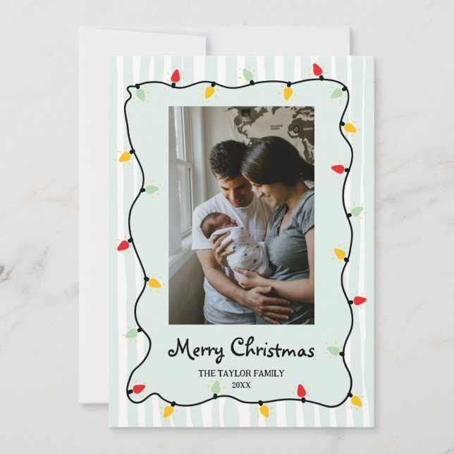 Cute Whimsical God jul Ljus Photo Inbjudningar (Framsida)