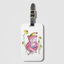 Cute Whimsical Gris Drinking Coffee Bagagebricka