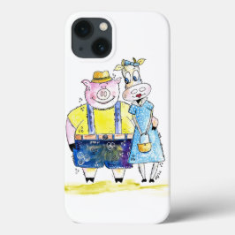 Cute Whimsical Gris och Cow