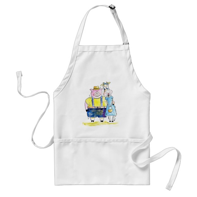 Cute Whimsical Gris och Cow Förkläde (Framsidan)