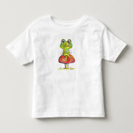 Cute Whimsical Grönt Frog på Toadstool T Shirt