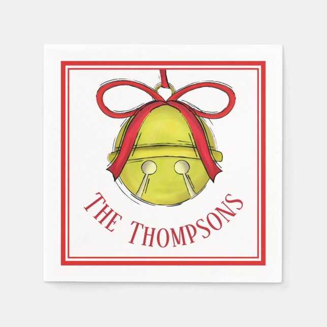 Cute Whimsical Guld Bell Anpassningsbar Family Pappersservett (Framsidan)