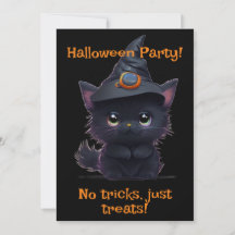 Cute whimsical Halloween Black cat