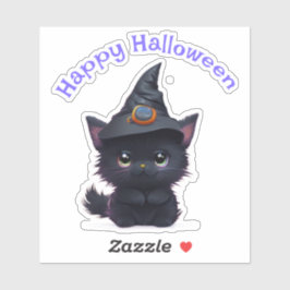 Cute whimsical Halloween Black cat Klistermärken
