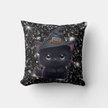 Cute whimsical Halloween Black cat