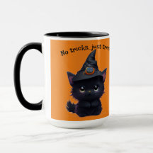 Cute whimsical Halloween Black cat
