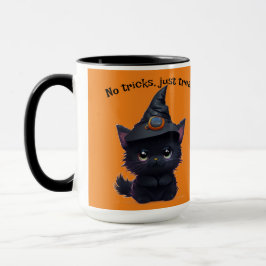 Cute whimsical Halloween Black cat Mugg