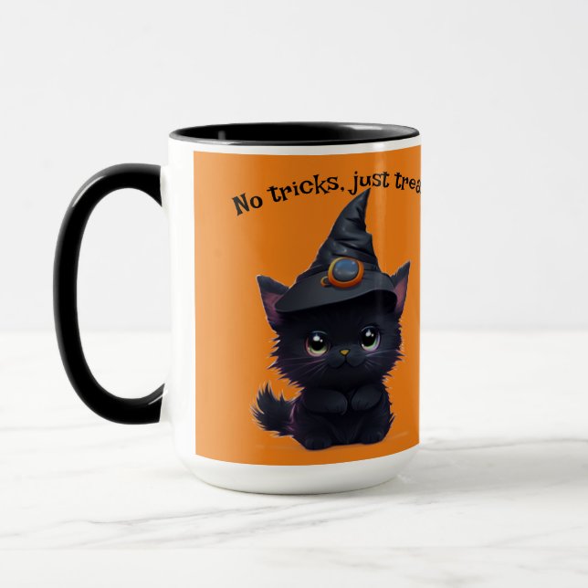Cute whimsical Halloween Black cat Mugg (Vänster)