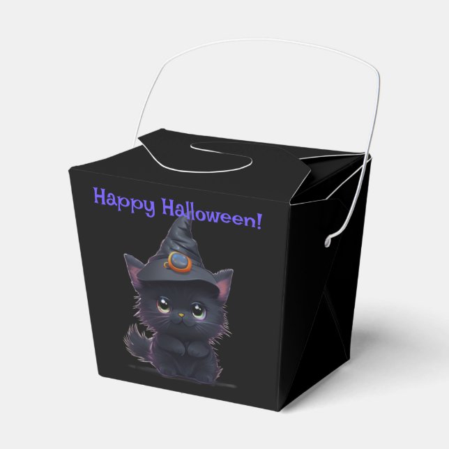 Cute whimsical Halloween Black cat Presentaskar (Framsidan Sidan)