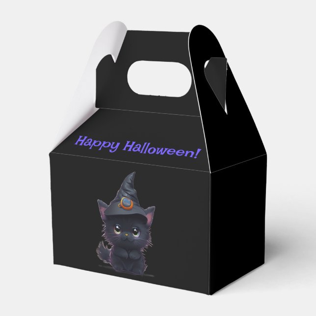 Cute whimsical Halloween Black cat Presentaskar (Framsidan Sidan)
