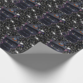 Cute whimsical Halloween Black cat Presentpapper