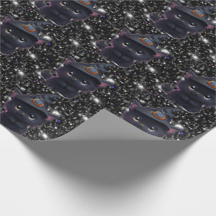 Cute whimsical Halloween Black cat Presentpapper