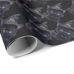 Cute whimsical Halloween Black cat Presentpapper