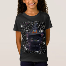 Cute whimsical Halloween Black cat