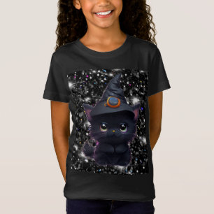 Cute whimsical Halloween Black cat T Shirt
