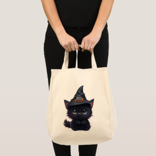 Cute whimsical Halloween Black cat Tygkasse